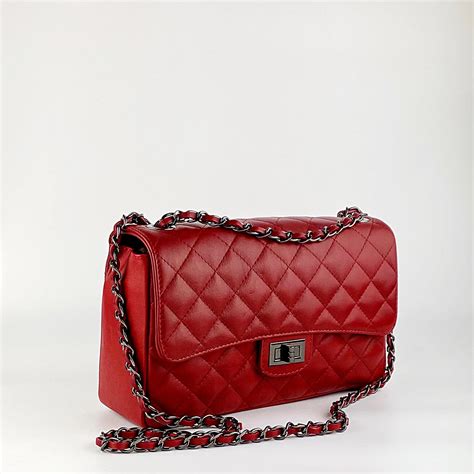 Chanel Borsa Tote in tela trapuntata rossa e pelle d'agnello